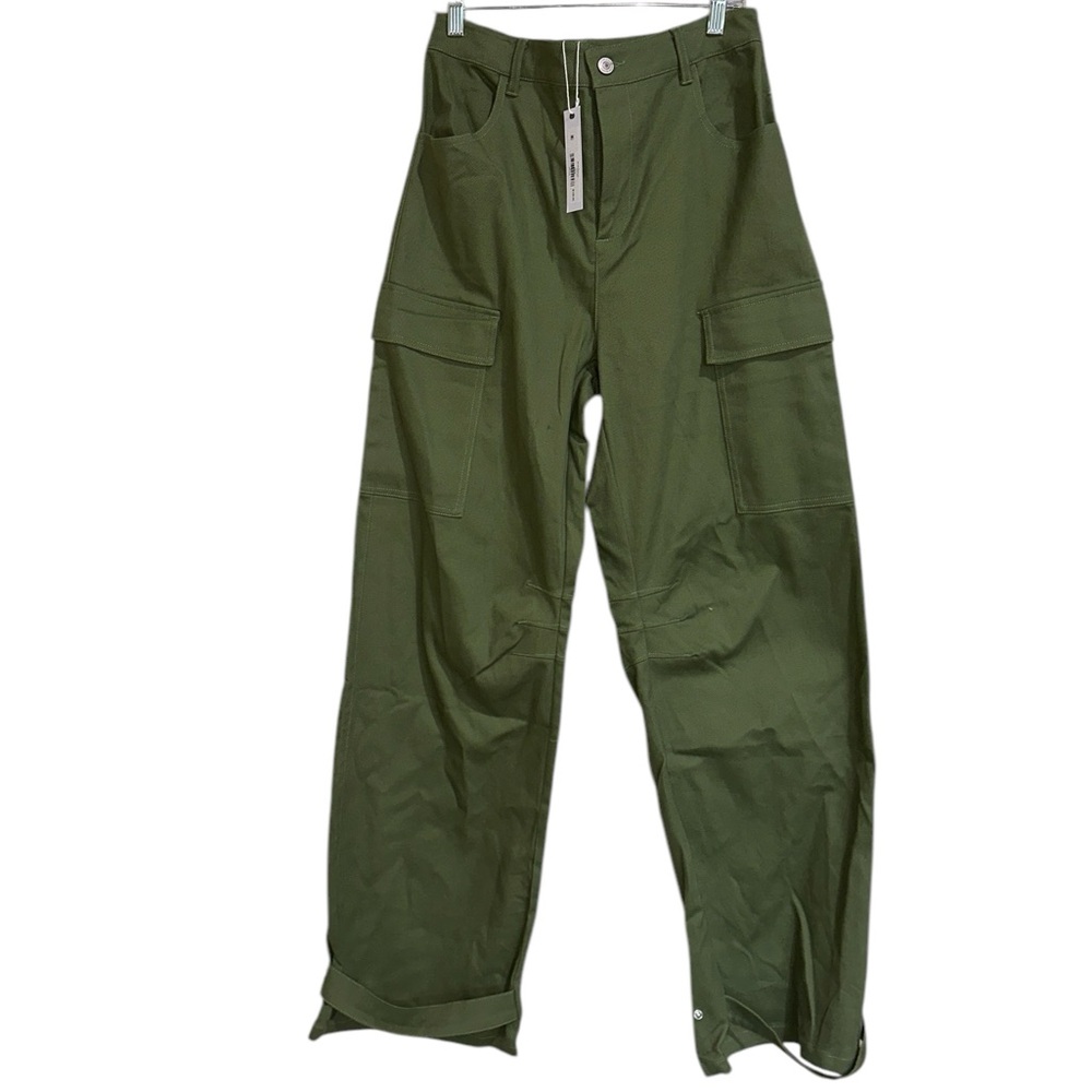 NWT Steve Madden Mid Rise Cargo Pant Cotton Side Pockets In Burnt Olive